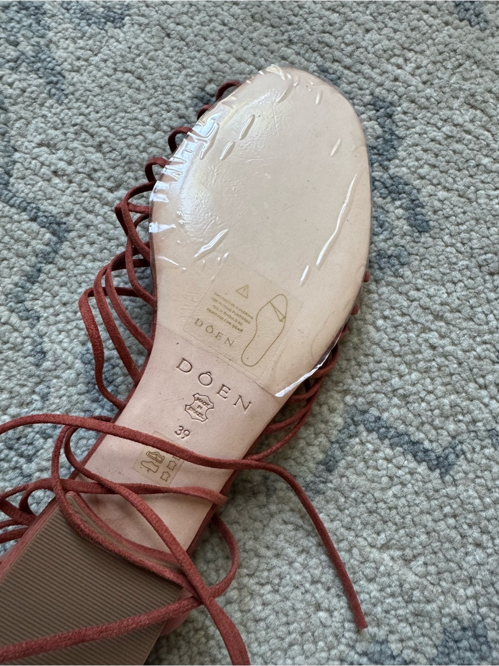 Doen Suede Lace-Up Rust Color Sandals - Picture 5 of 7